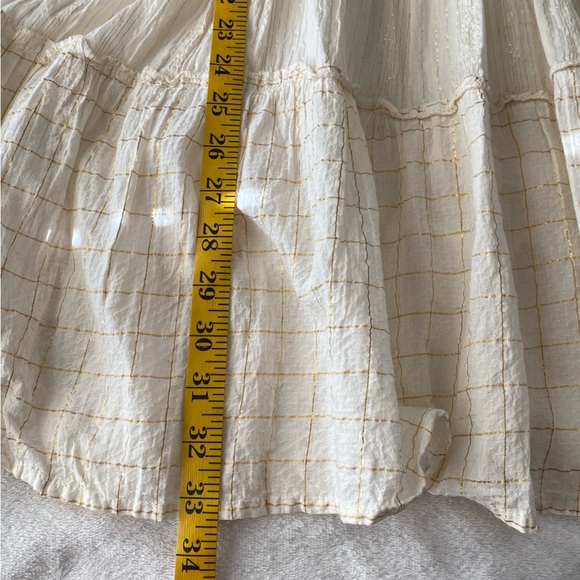 Chic Connection Cream Embroidered Boho Mini Dress Tassel Tie V-Neck Medium - Picture 15 of 16